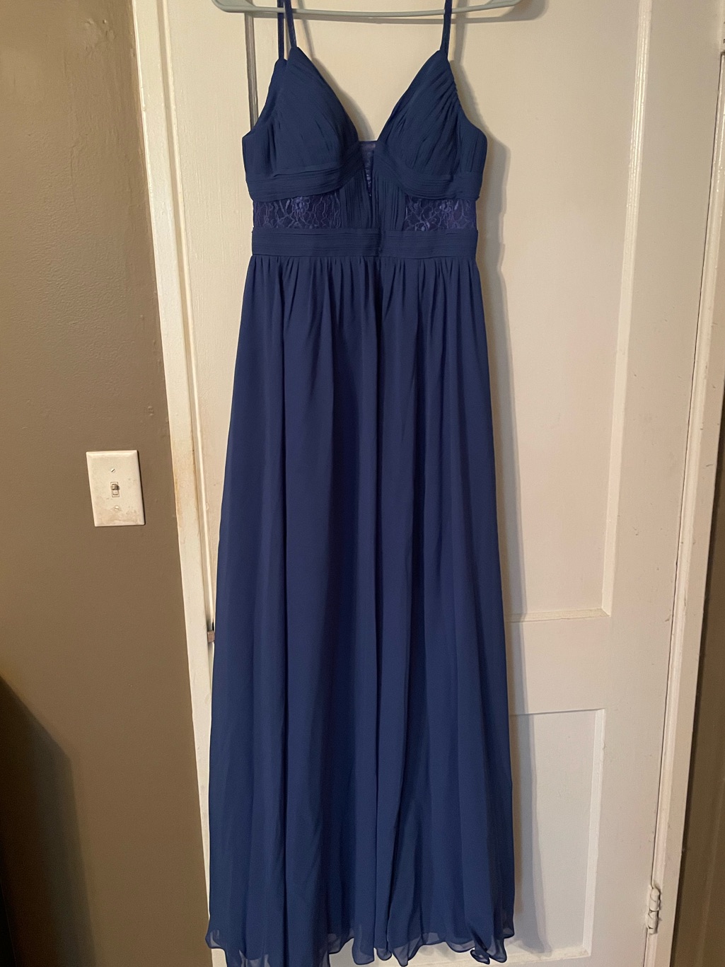 Azazie Royal Blue A-Line V-Neck Chiffon Dress